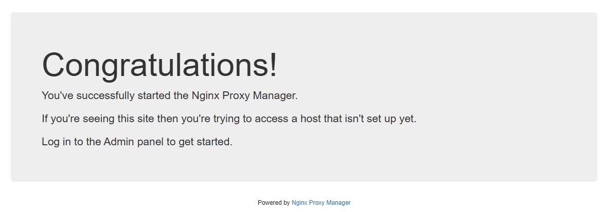 A screenshot of the Nginx Proxy Manager holding page