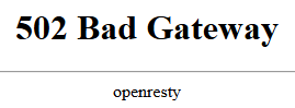 A screenshot of a 502 gateway error