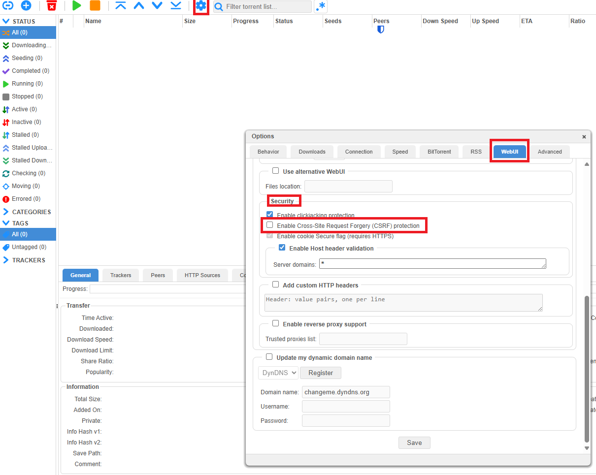 A screenshot showing how to natigate to the correct settings in qBittorrent
